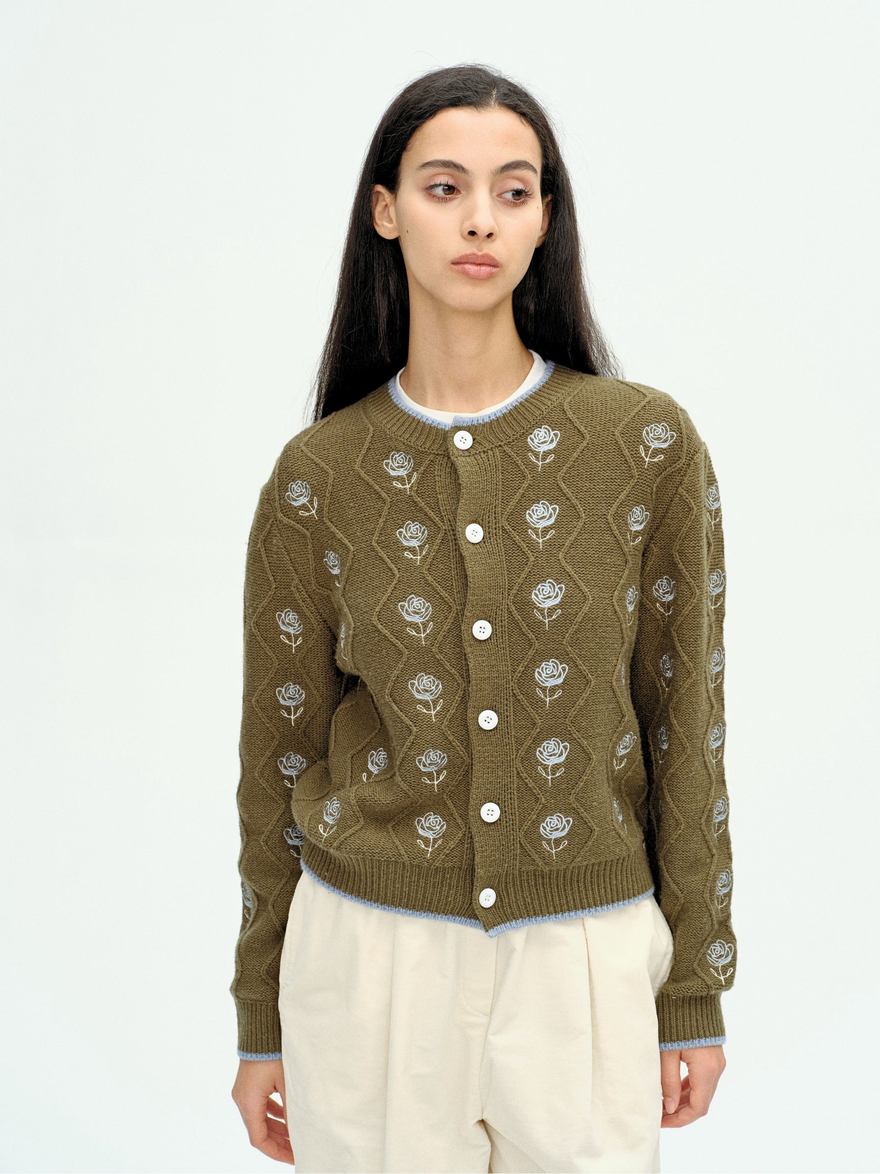 Rose Garden Knit Cardigan Green