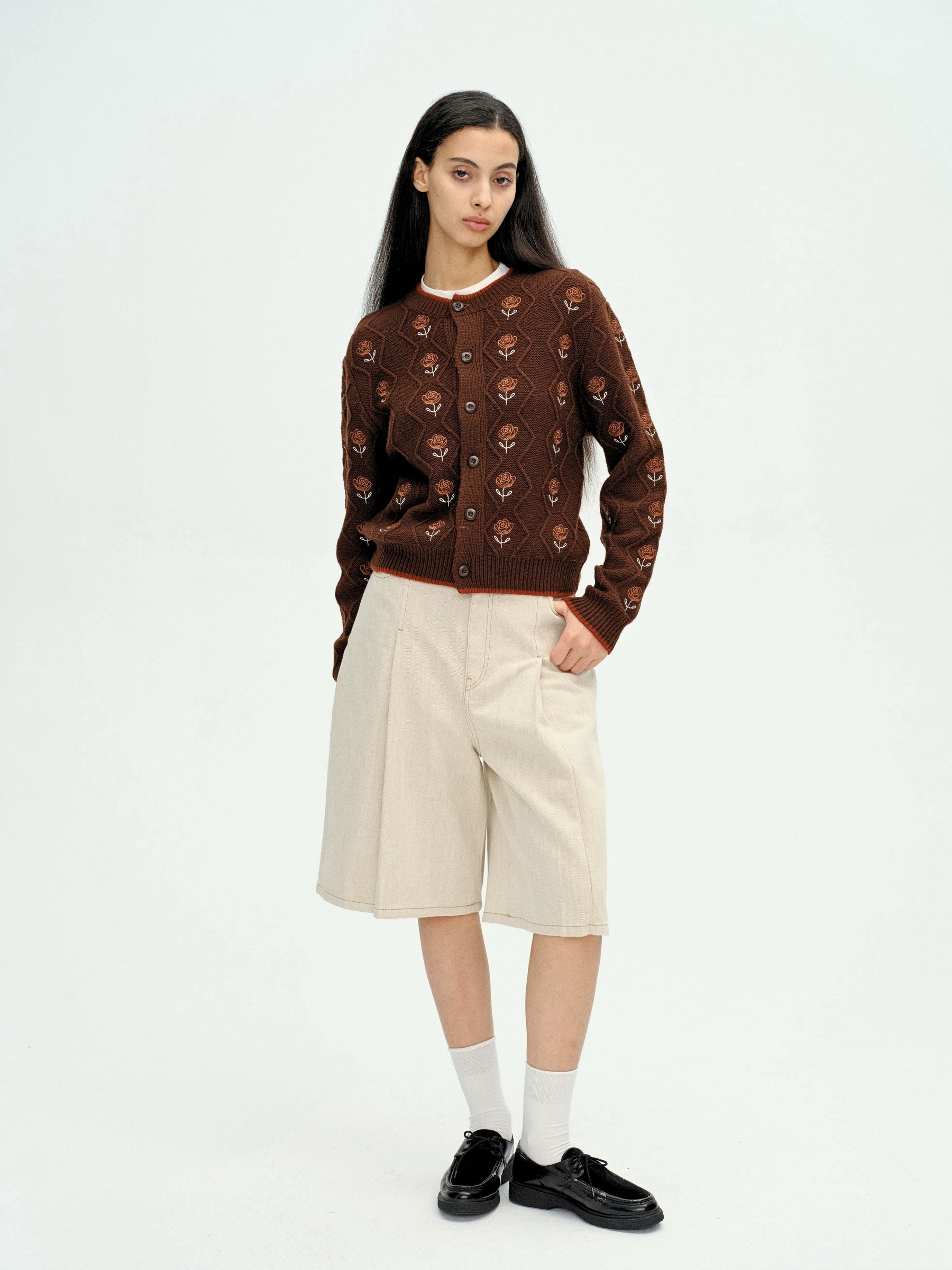 Rose Garden Knit Cardigan Brown