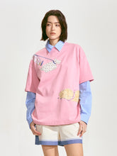 Dog Walking Patched Short-Sleeve T-shirt x Hannah Van Der Weide- Pink