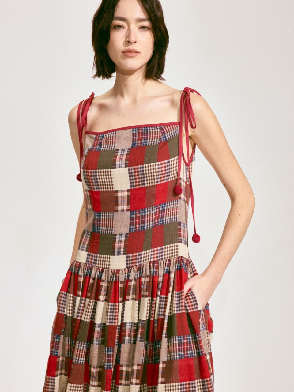 Patchwork Plaid Camisole Dress
