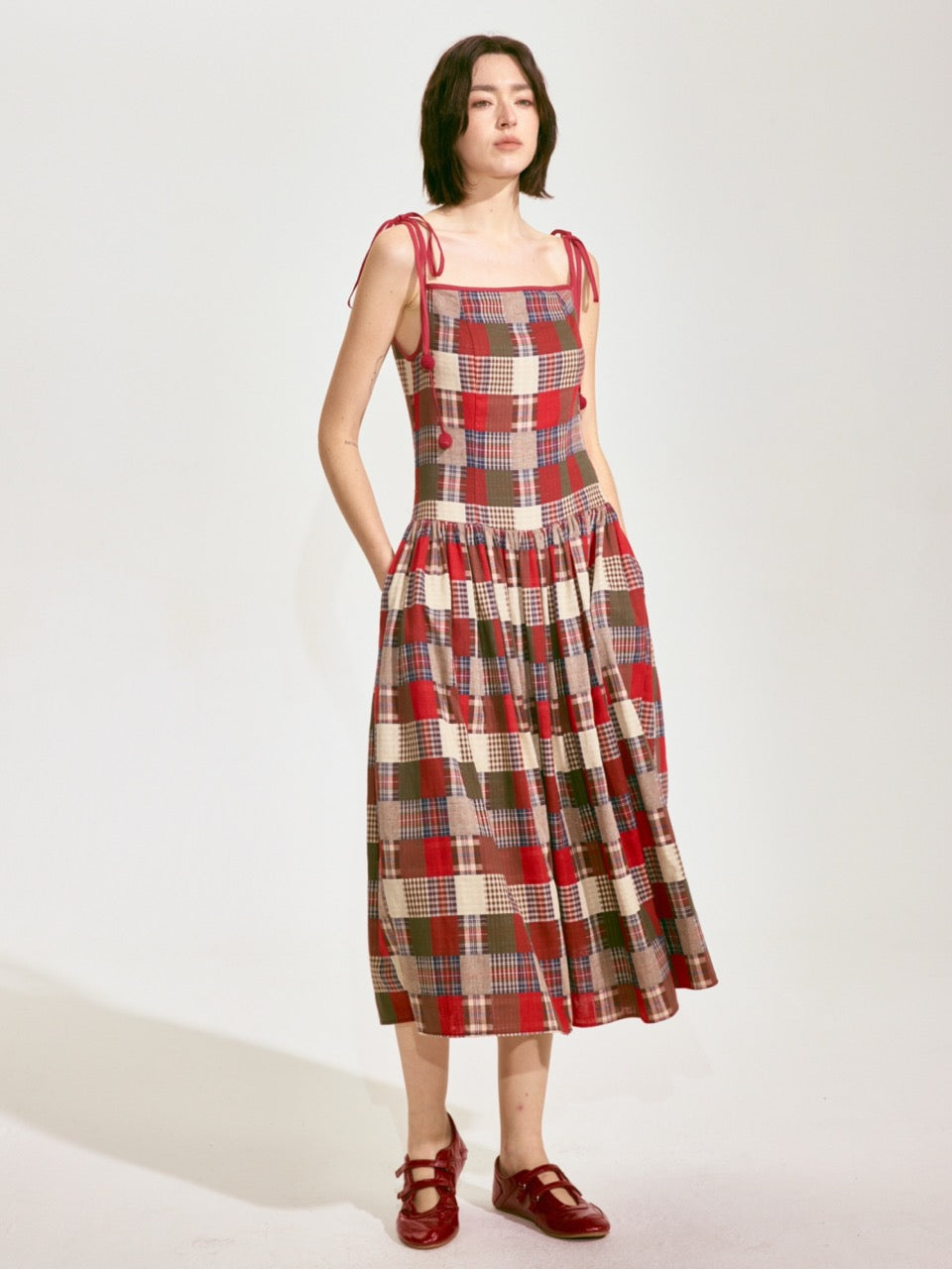 Patchwork Plaid Camisole Dress