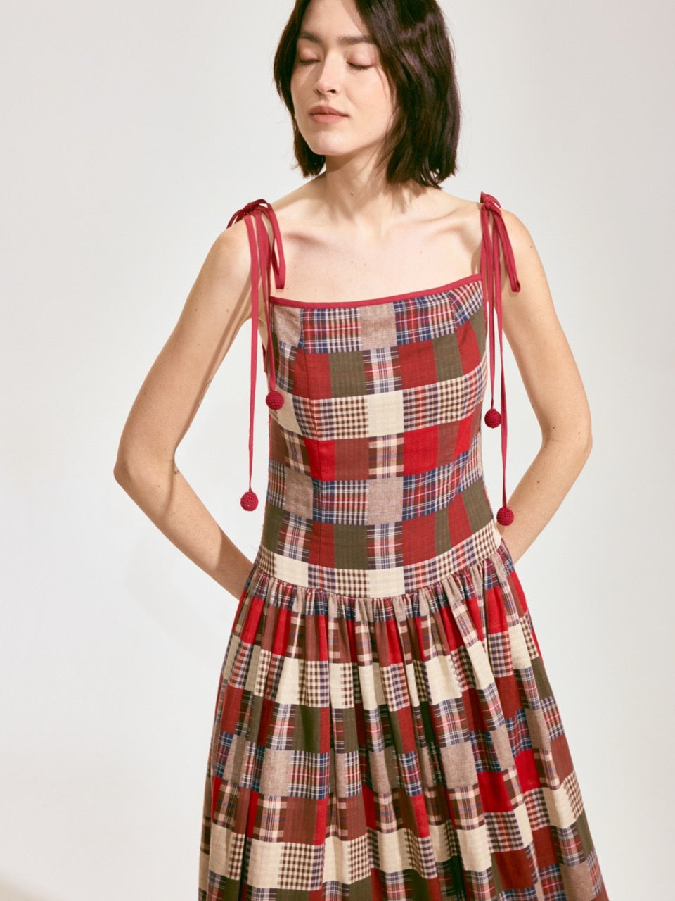 Patchwork Plaid Camisole Dress