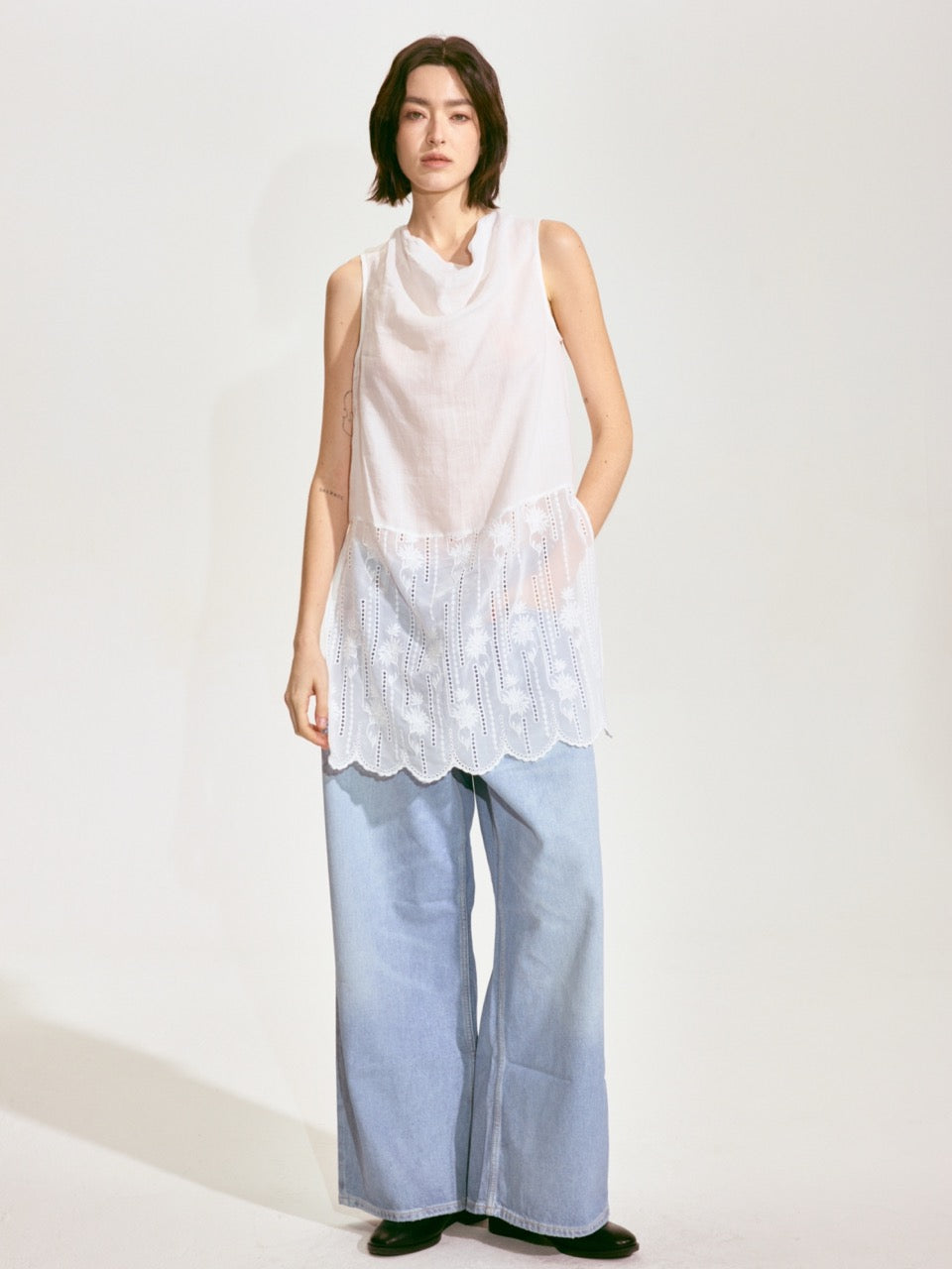 Draped Neck Flowing Blouse