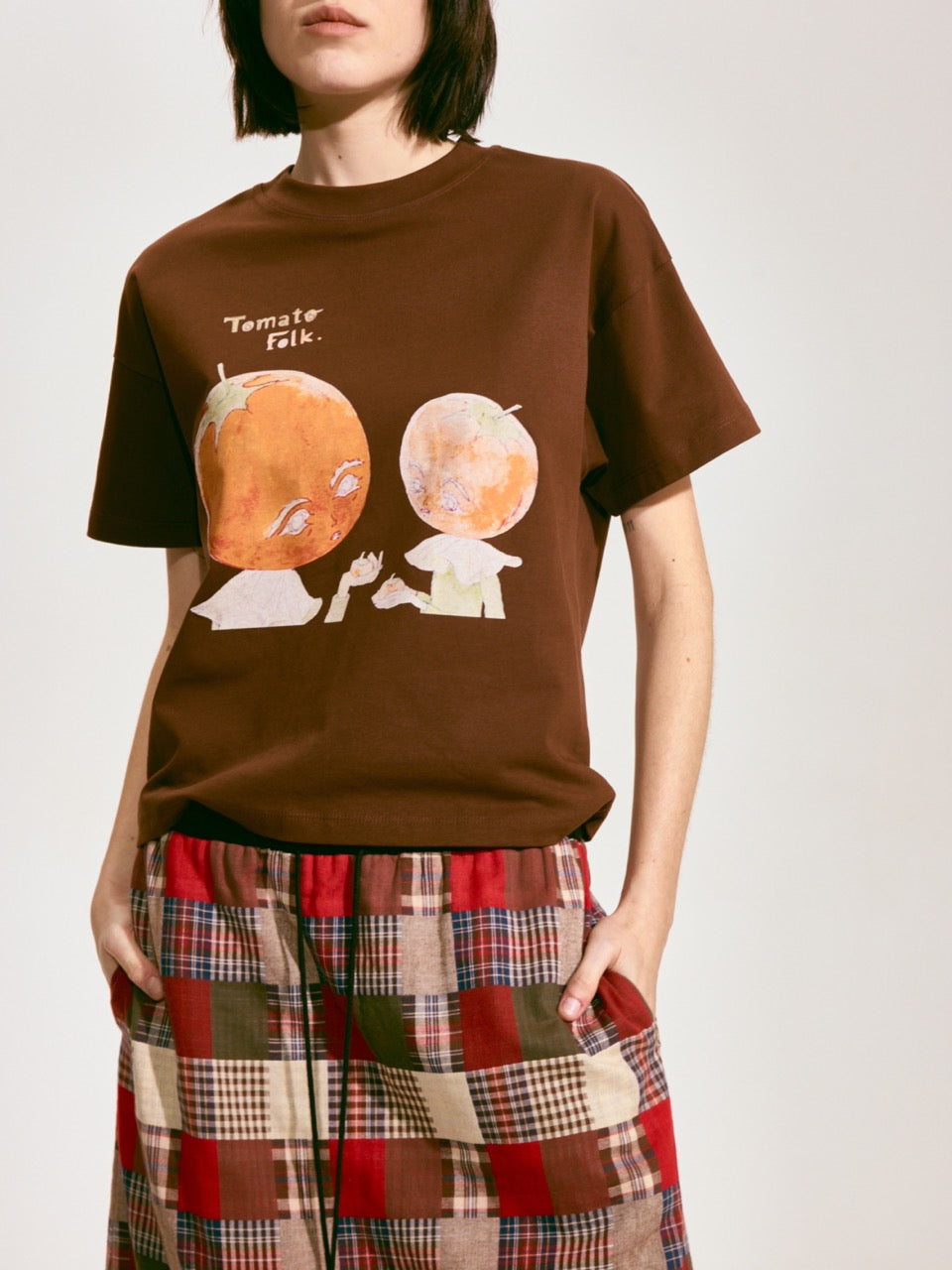 Tomato Chat Short-Sleeve T-shirt x Hannah Van Der Weide - Brown