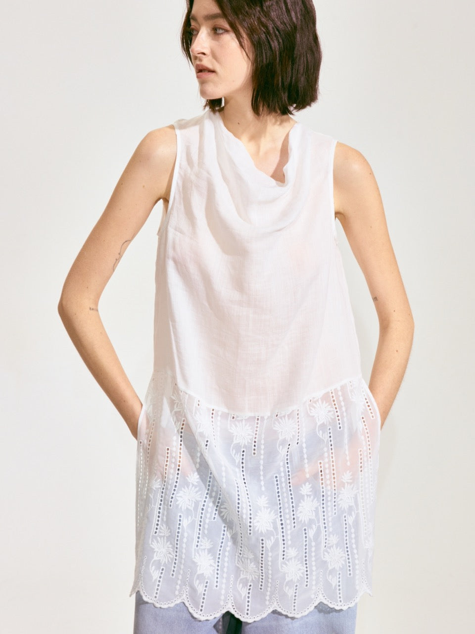 Draped Neck Flowing Blouse
