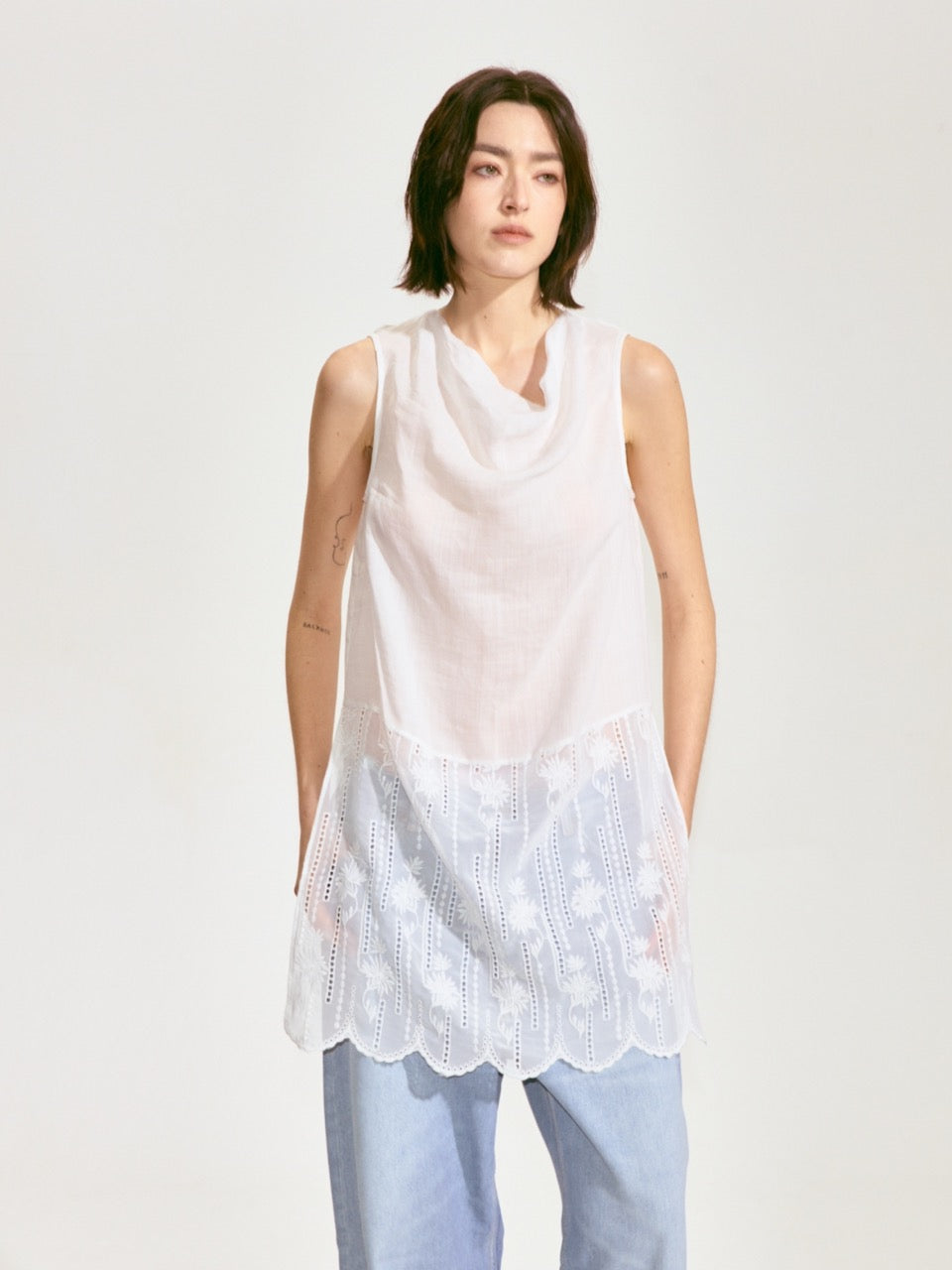 Draped Neck Flowing Blouse
