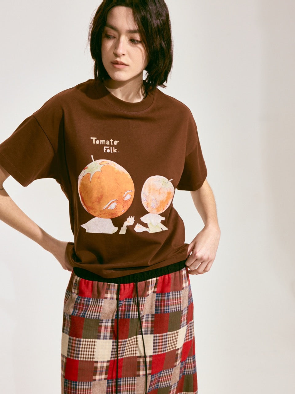 Tomato Chat Short-Sleeve T-shirt x Hannah Van Der Weide - Brown