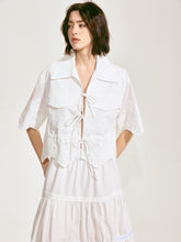 Lace-Embroidered Ramie Top