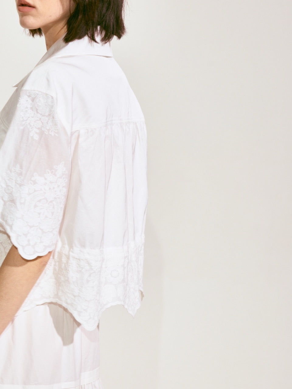 Lace-Embroidered Ramie Top