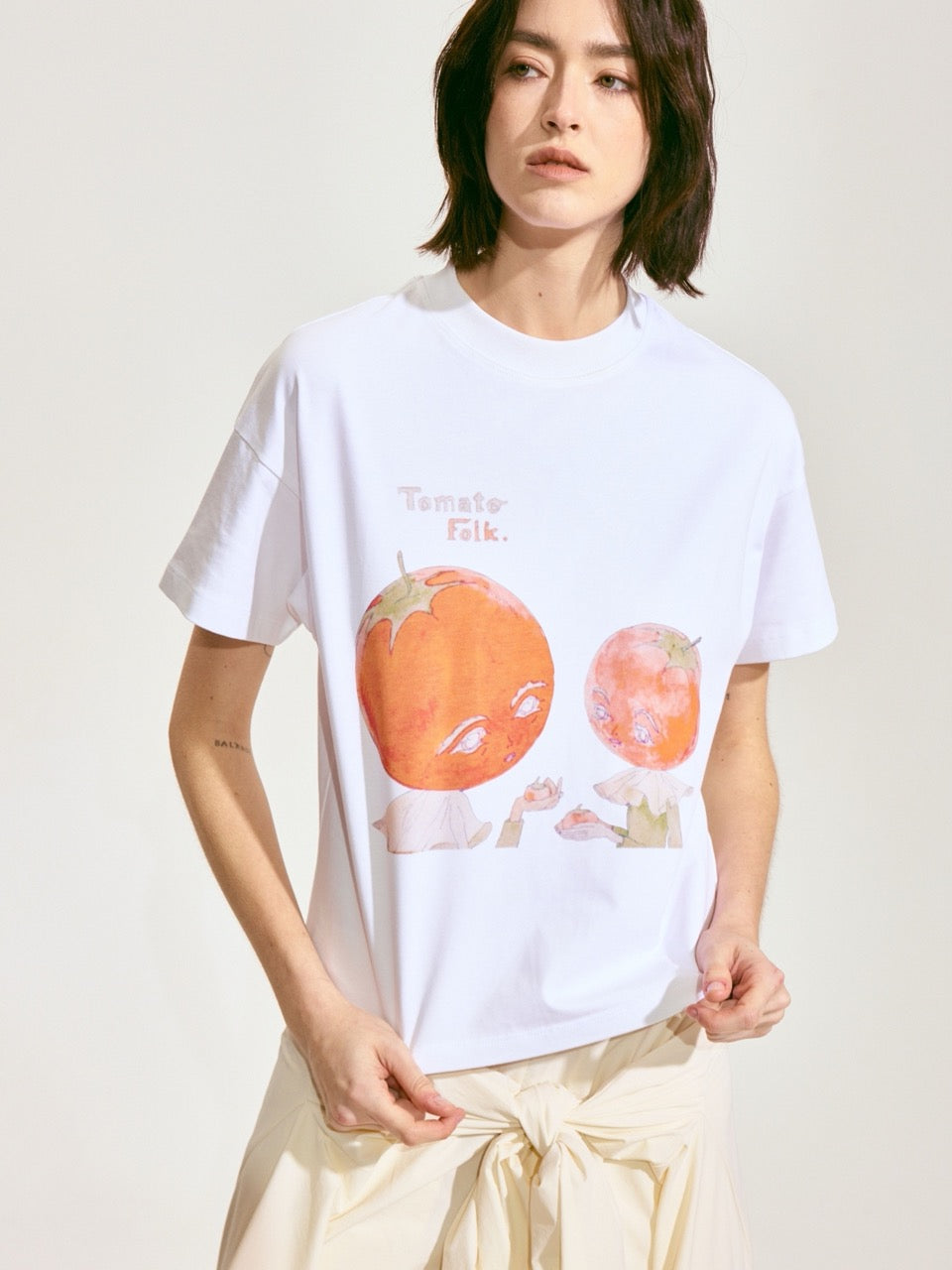 Tomato Chat Short-Sleeve T-shirt x Hannah Van Der Weide - White