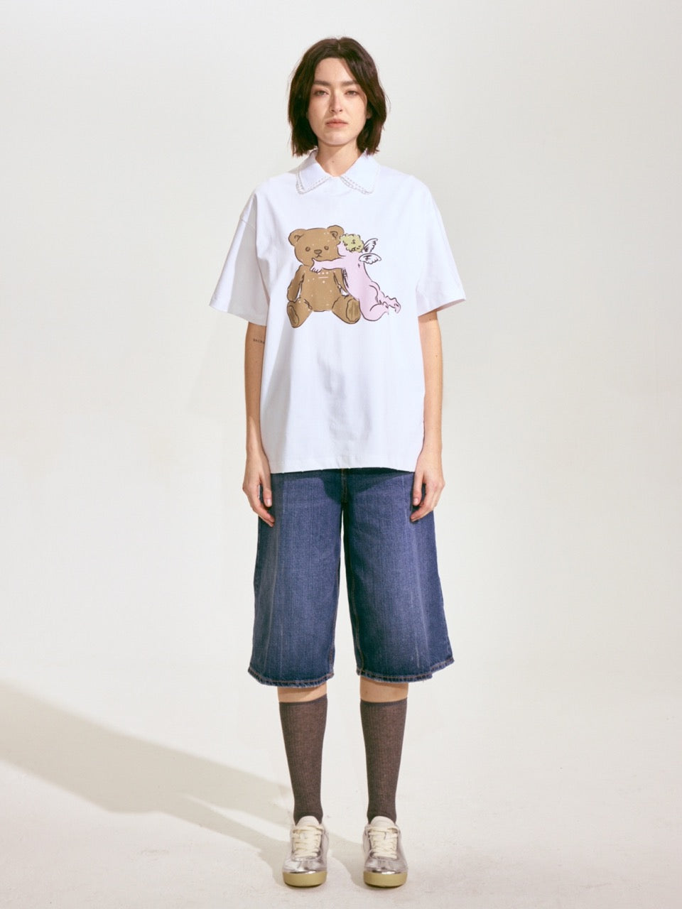 Bear with Angel Short-Sleeve T-shirt - White