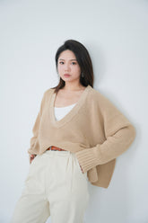 x ninido U 領 Essential 毛衣 - 米色