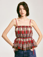 Patchwork Plaid Lace-Up Camisole
