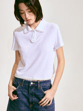 Scalloped Knit Collar Short-Sleeve Top - White