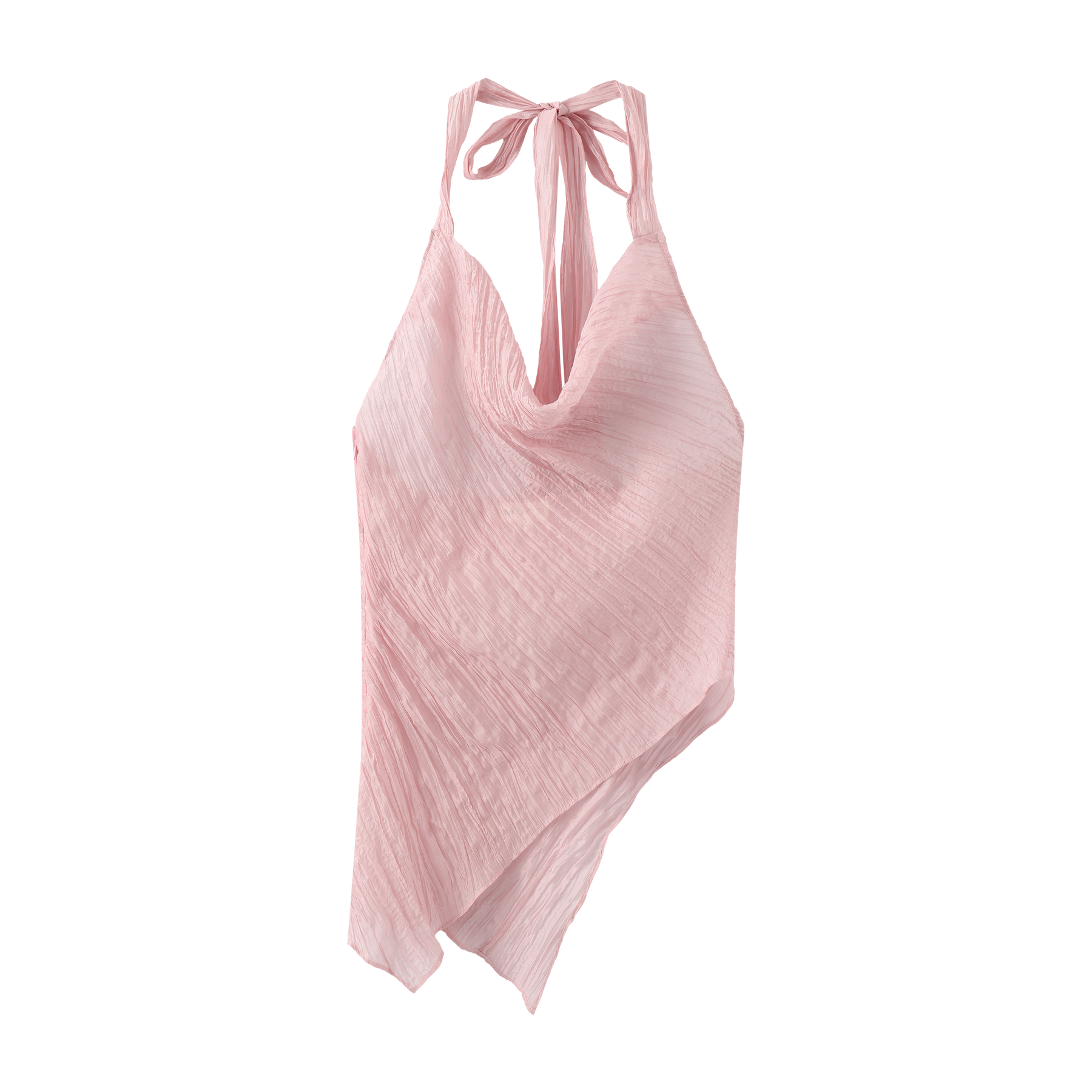 Pink Pleated Asymmetrical Strappy Tops