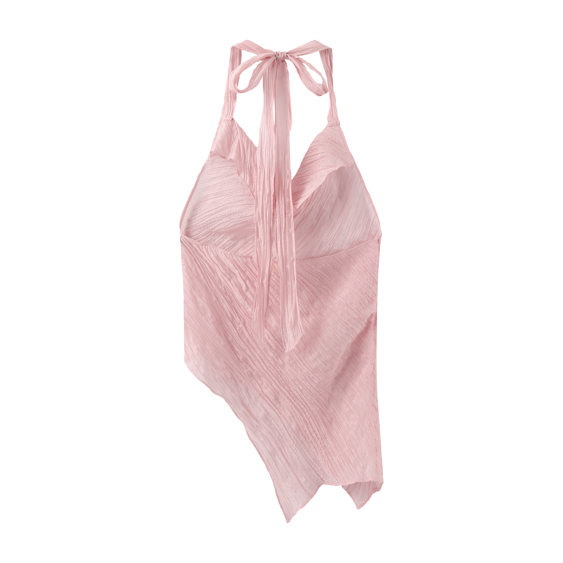 Pink Pleated Asymmetrical Strappy Tops
