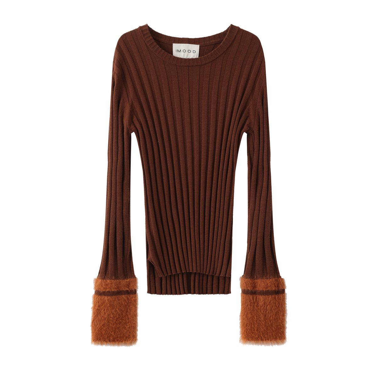 Fuzzy Sleeve Knit sweater - Brown