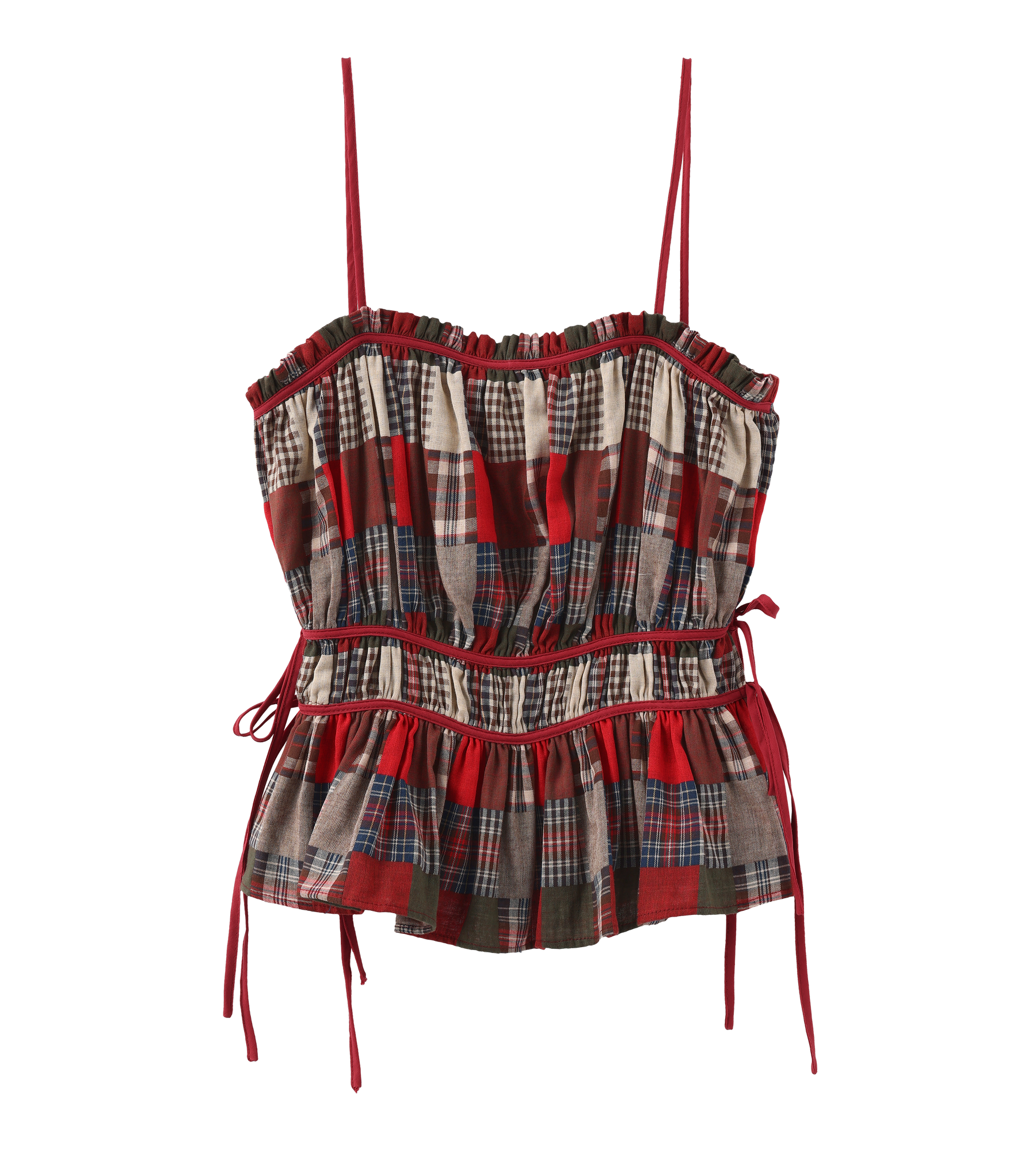 Patchwork Plaid Lace-Up Camisole