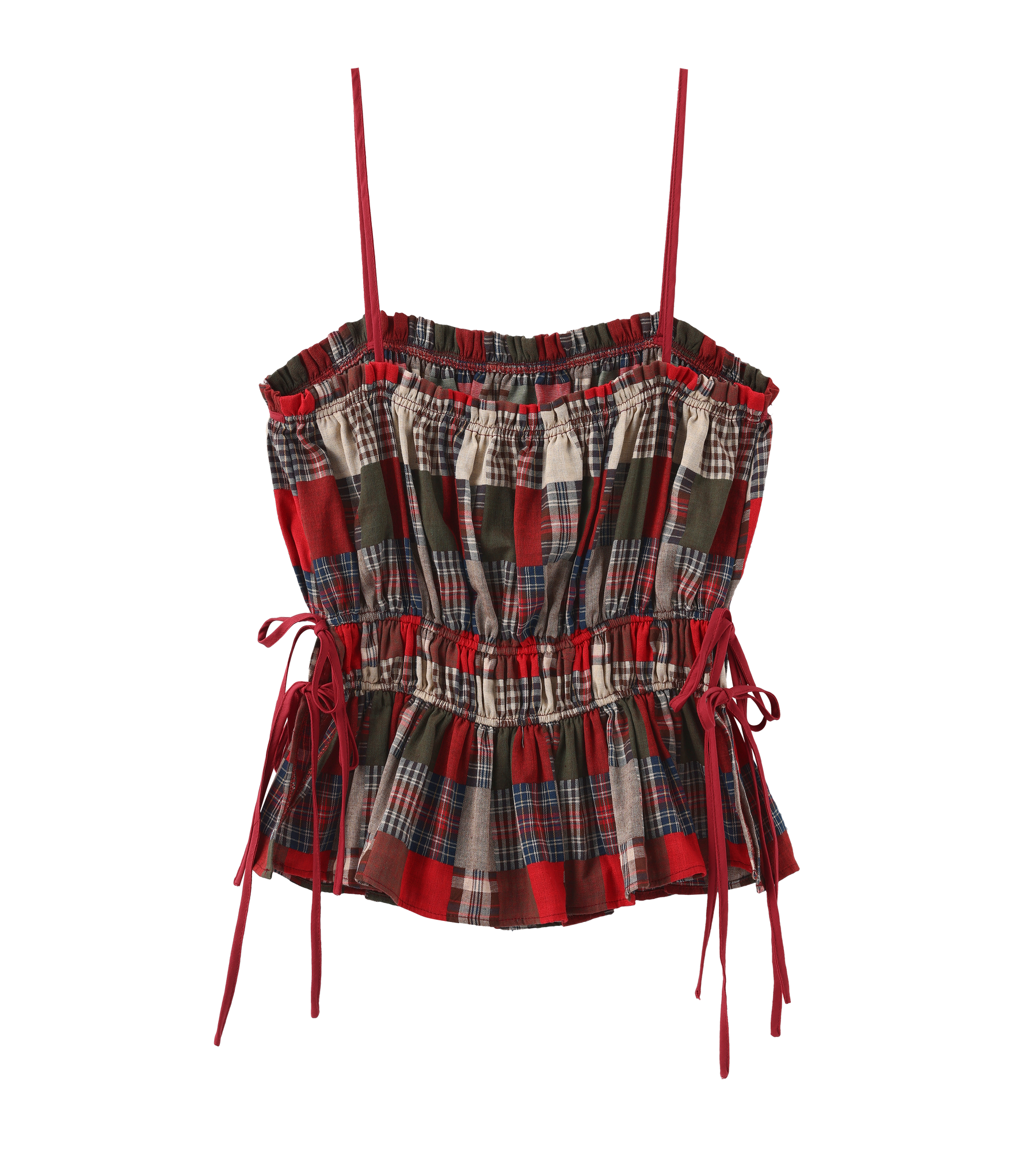 Patchwork Plaid Lace-Up Camisole
