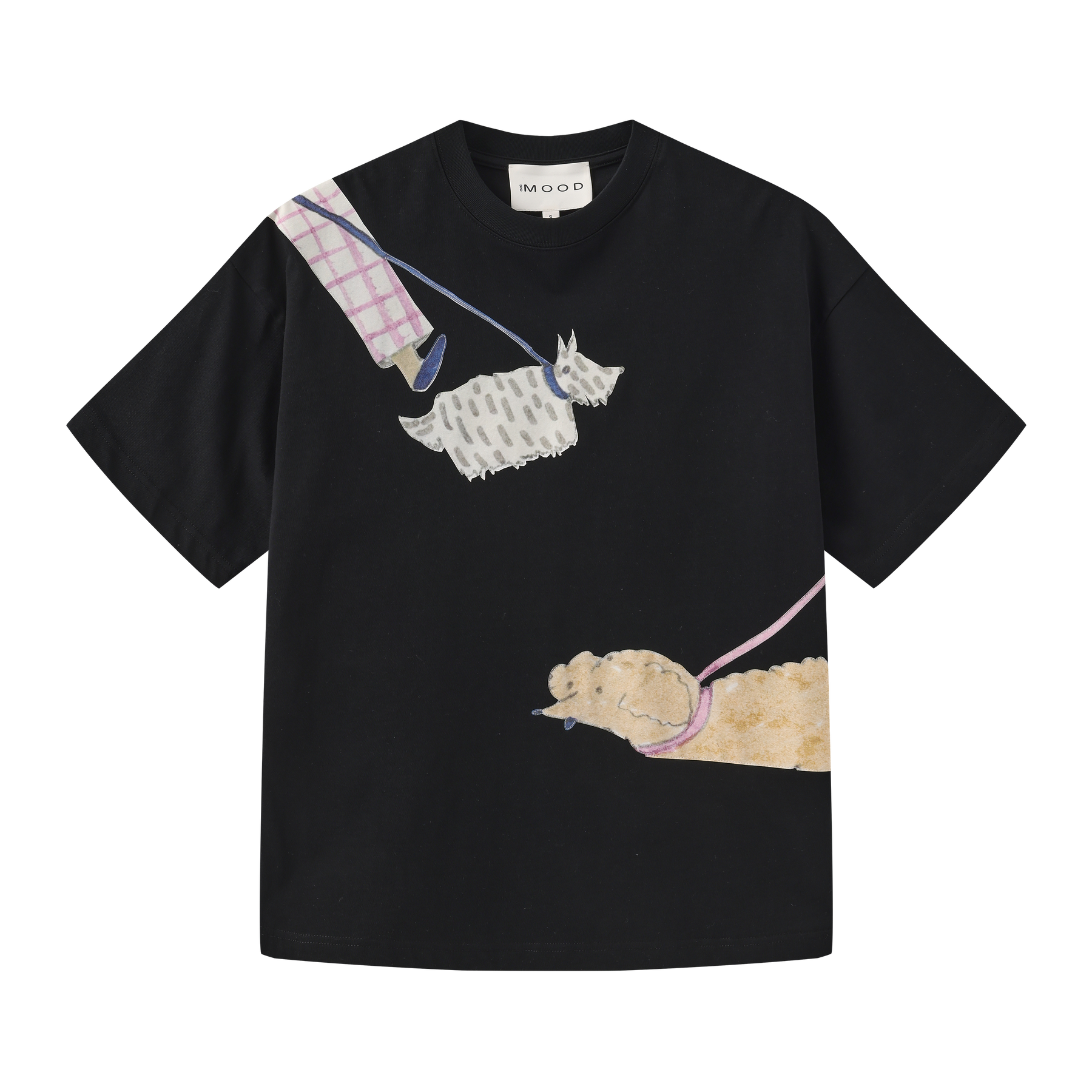 Dog Walking Patched Short-Sleeve T-shirt x Hannah Van Der Weide- Black