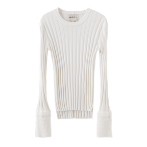 Fuzzy Sleeve Knit sweater - White
