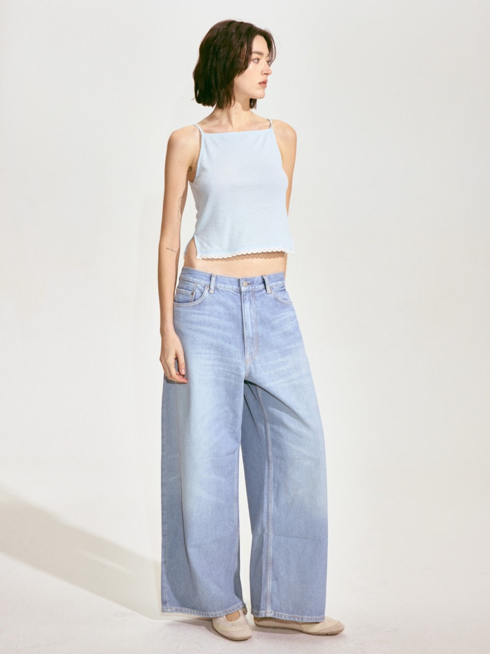 Scalloped Knit Camisole - Blue