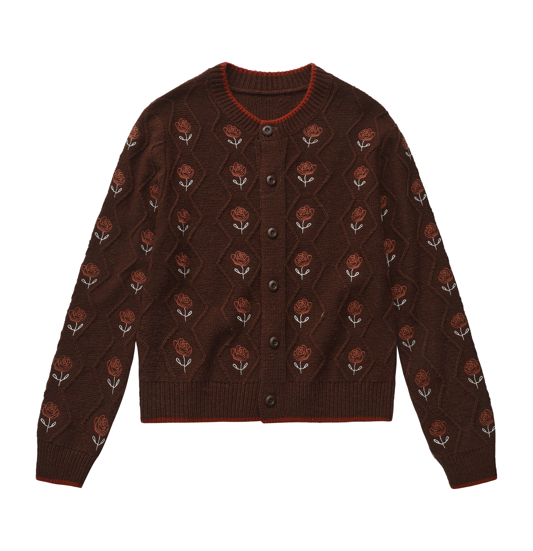 Rose Garden Knit Cardigan Brown
