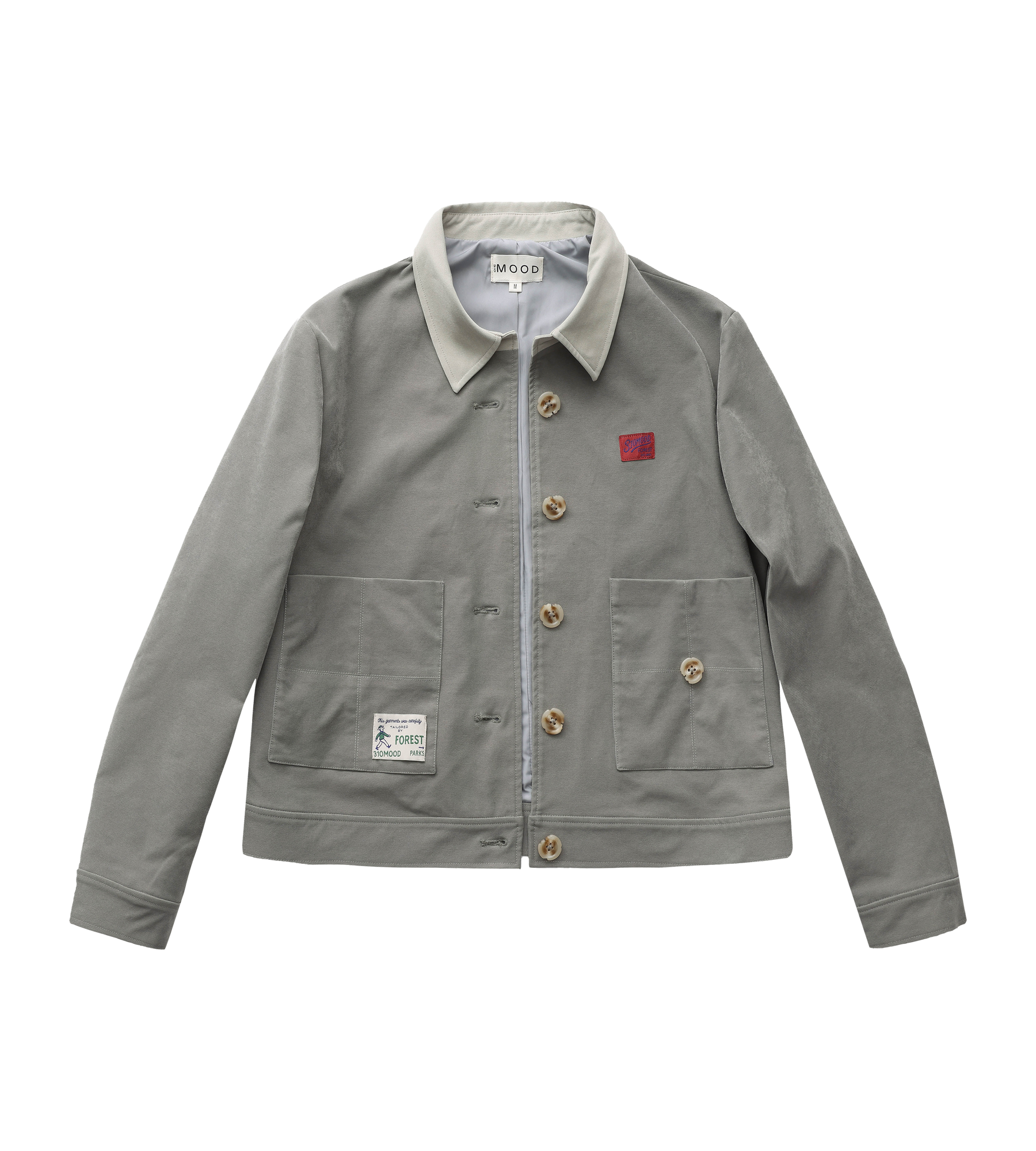 Appliqué Boxy Short Jacket Grey
