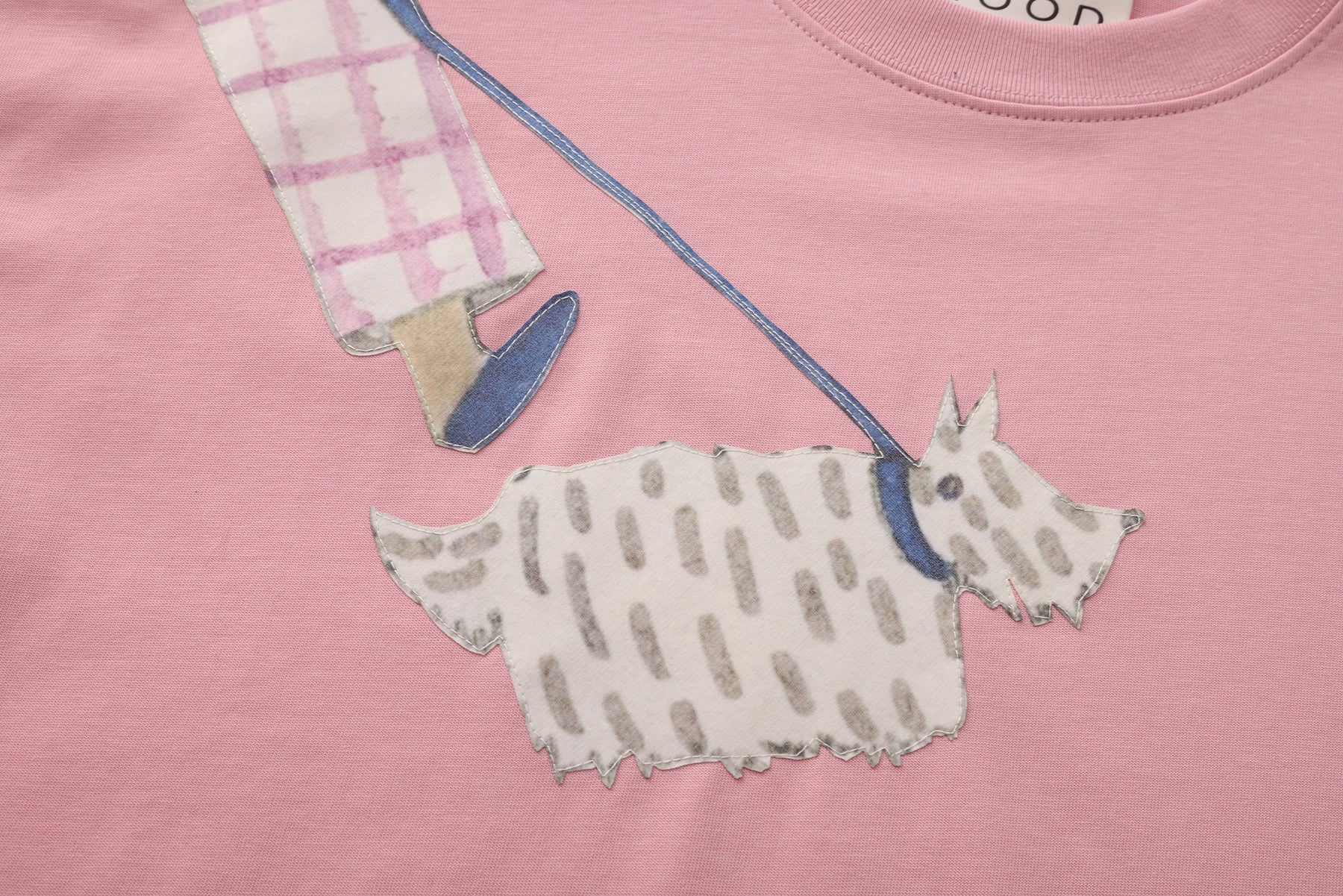 Dog Walking Patched Short-Sleeve T-shirt x Hannah Van Der Weide- Pink