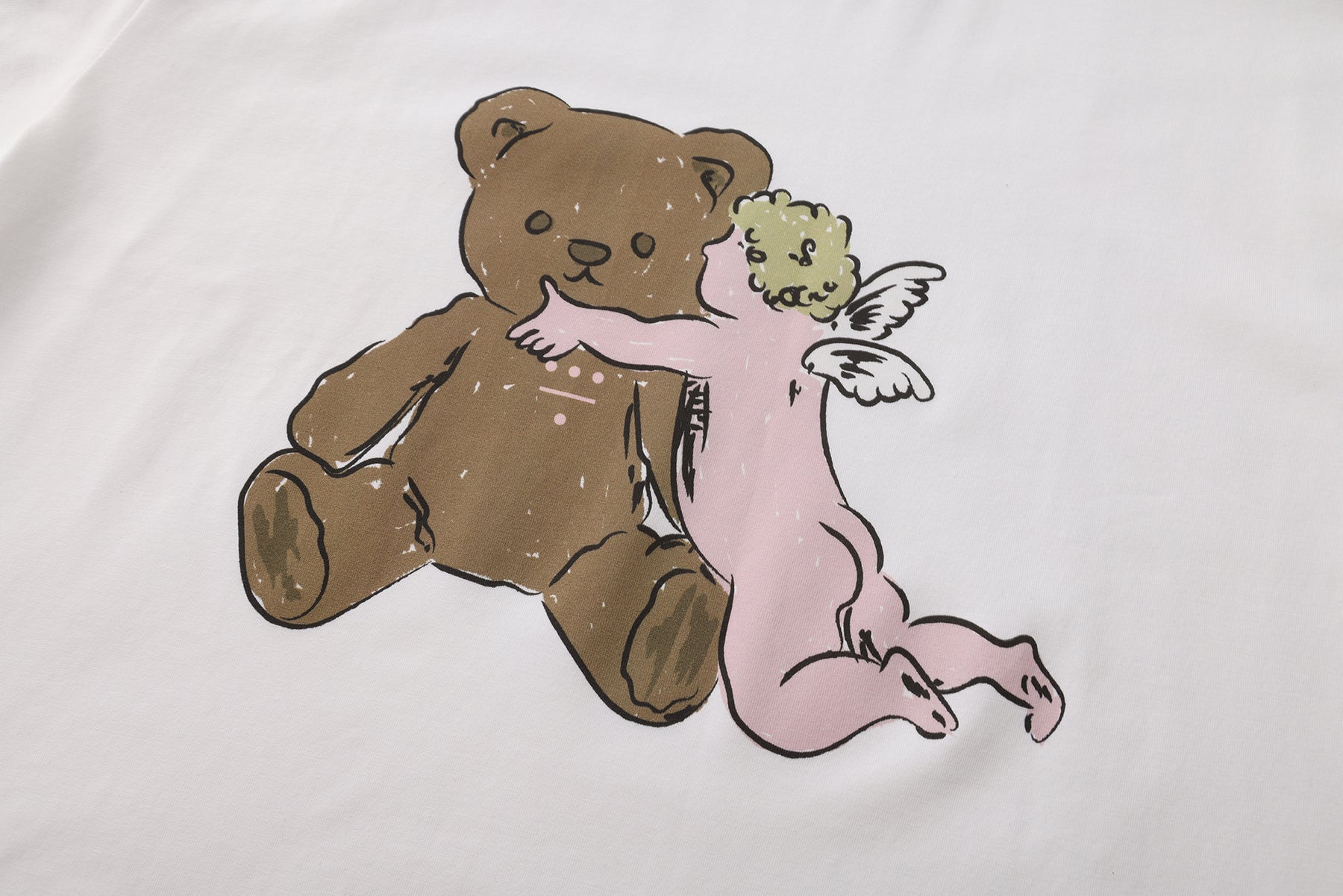 Bear with Angel Short-Sleeve T-shirt - White