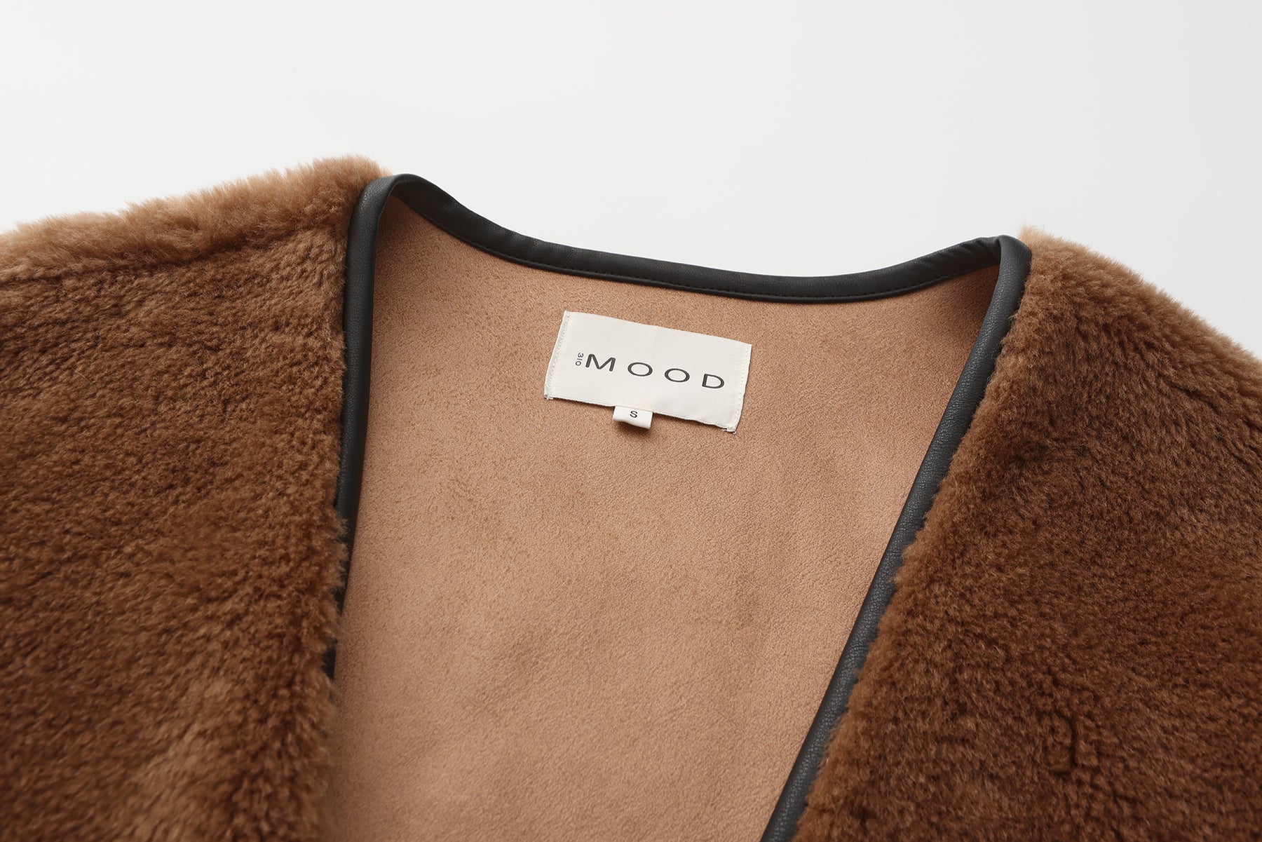 乳牛印花泰迪剪羊毛粗呢大衣 - 棕色