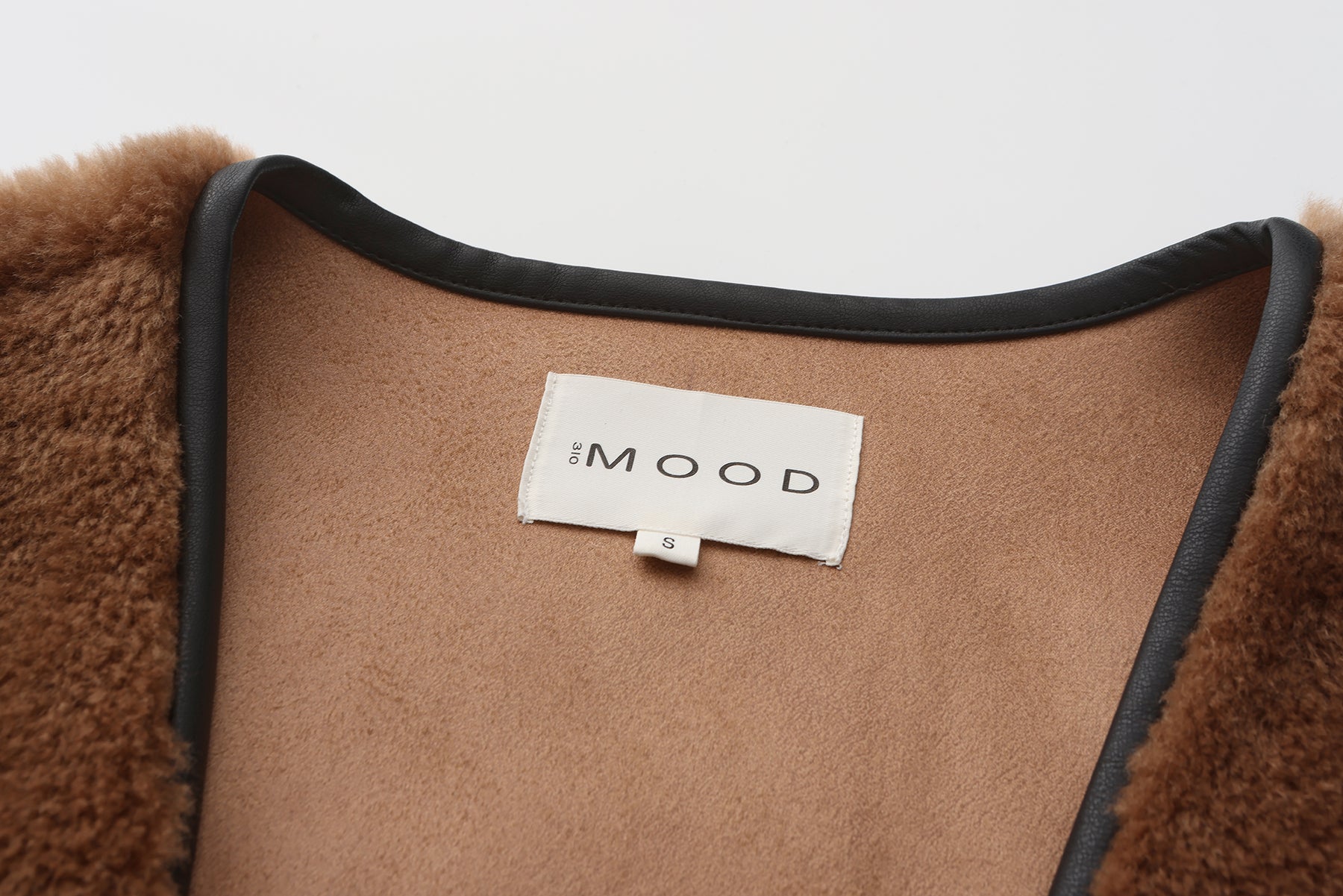 乳牛印花泰迪剪羊毛粗呢大衣 - 棕色