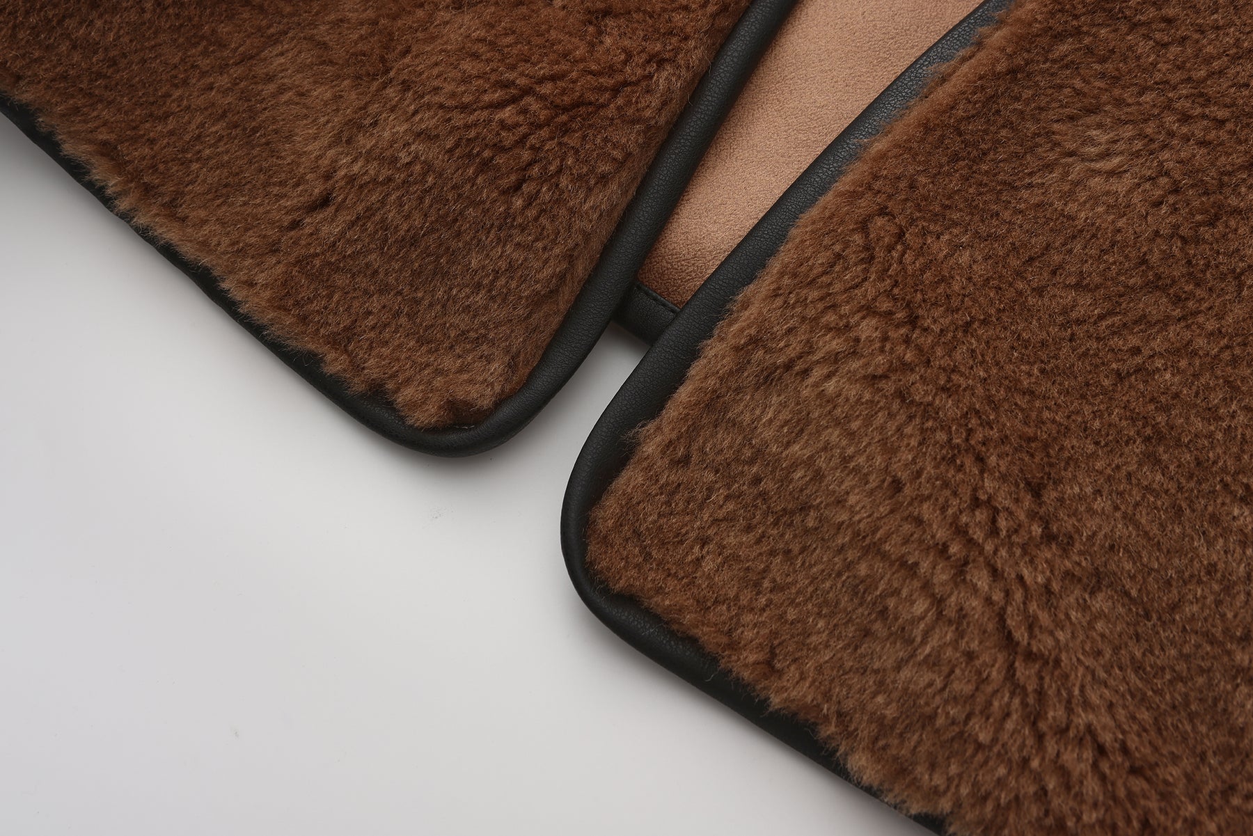 乳牛印花泰迪剪羊毛粗呢大衣 - 棕色