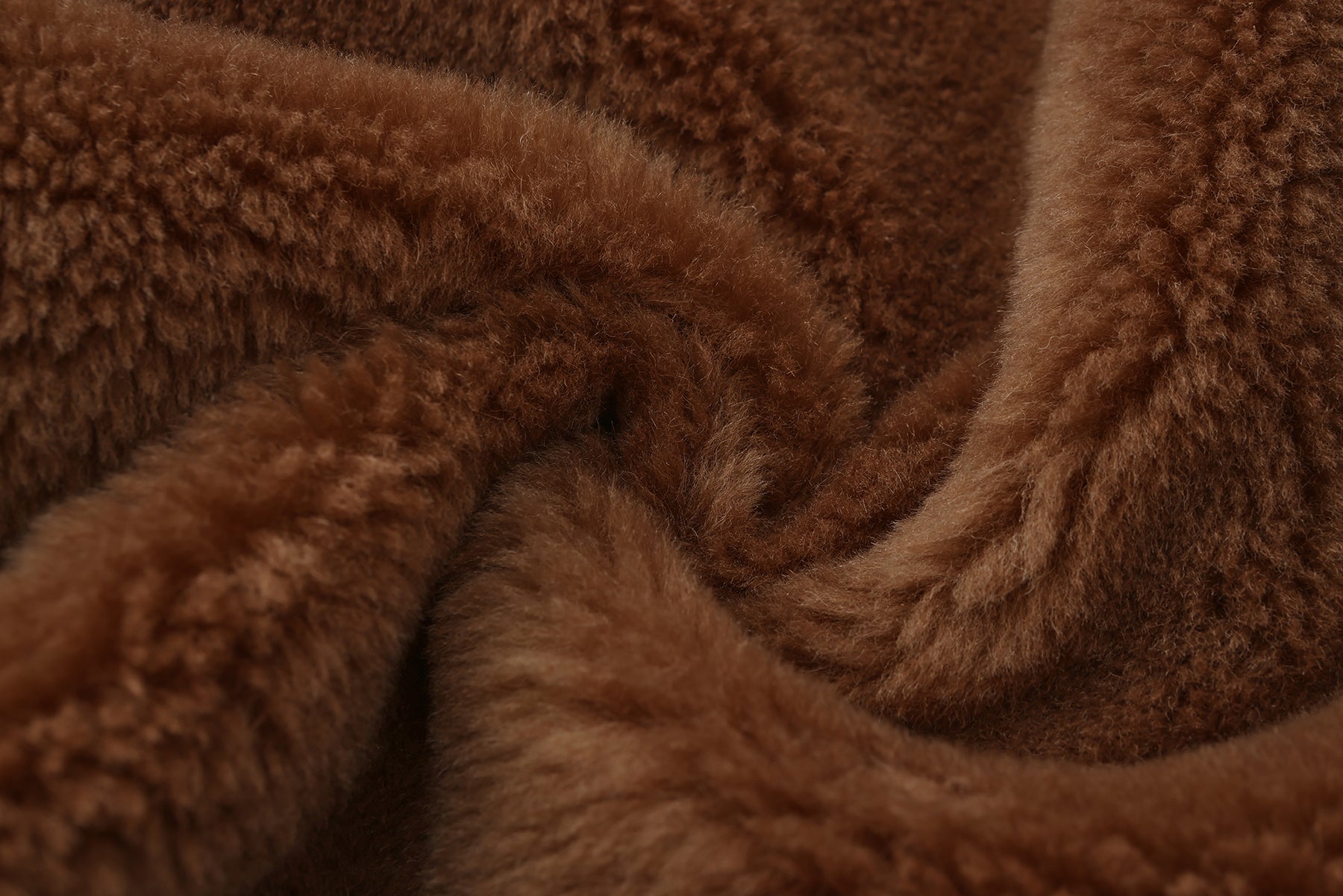 乳牛印花泰迪剪羊毛粗呢大衣 - 棕色