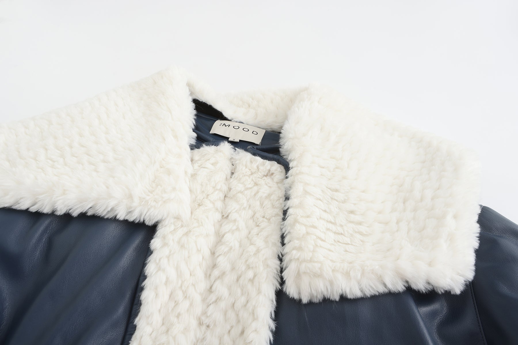 純素皮革泰迪羽絨外套 - 藍色