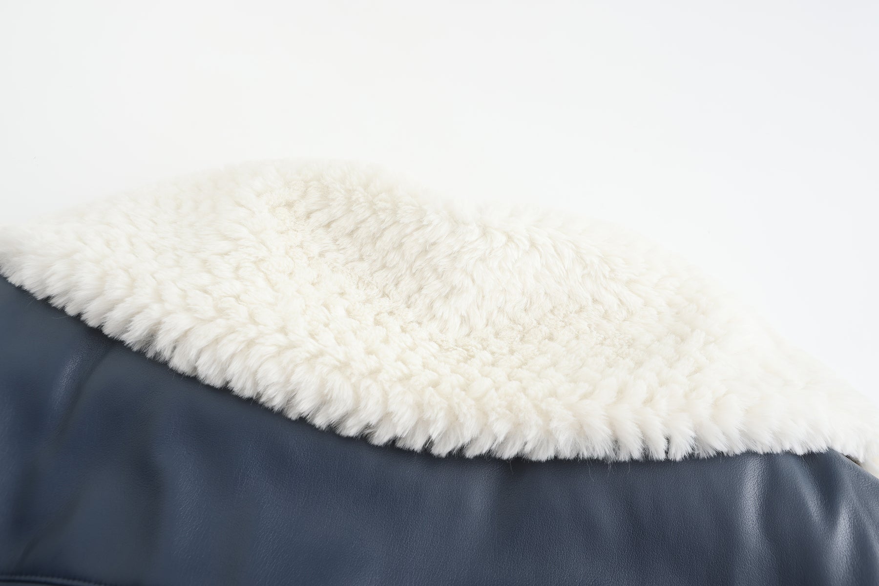 純素皮革泰迪羽絨外套 - 藍色