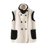 Color Block Teddy Vest_White Black- Sample