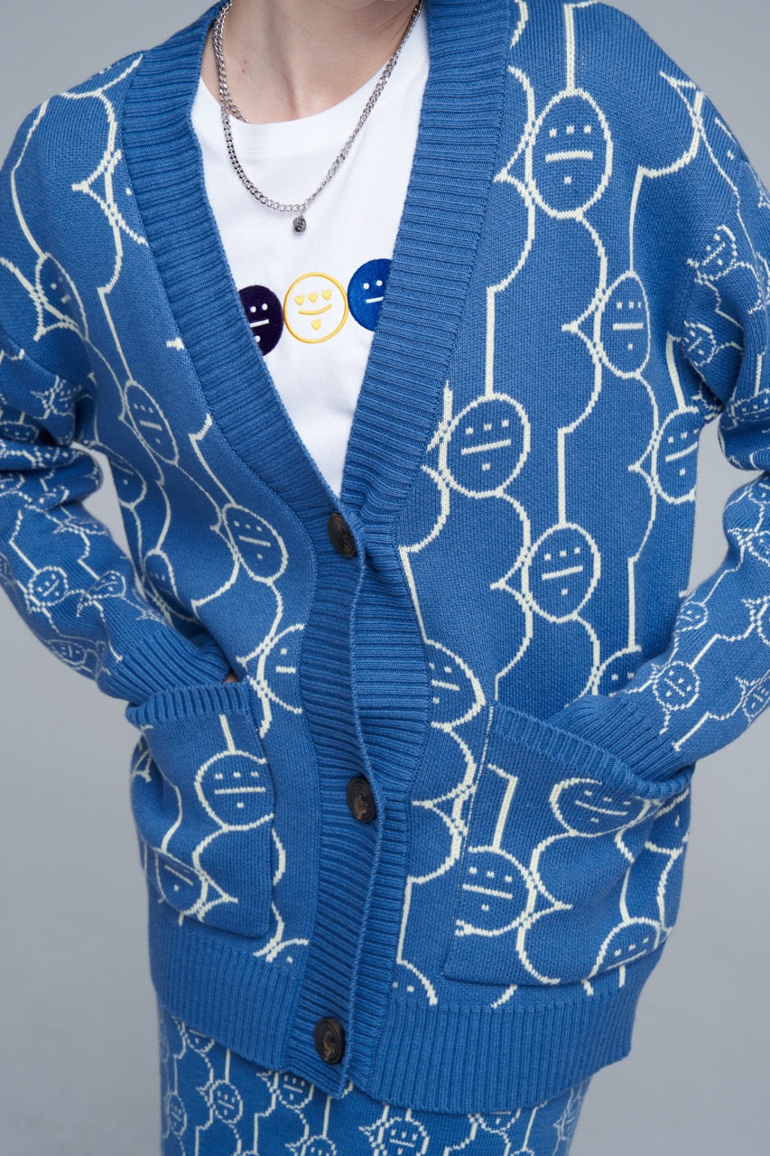 ICON Monogram Oversized Cardigan _ Blue
