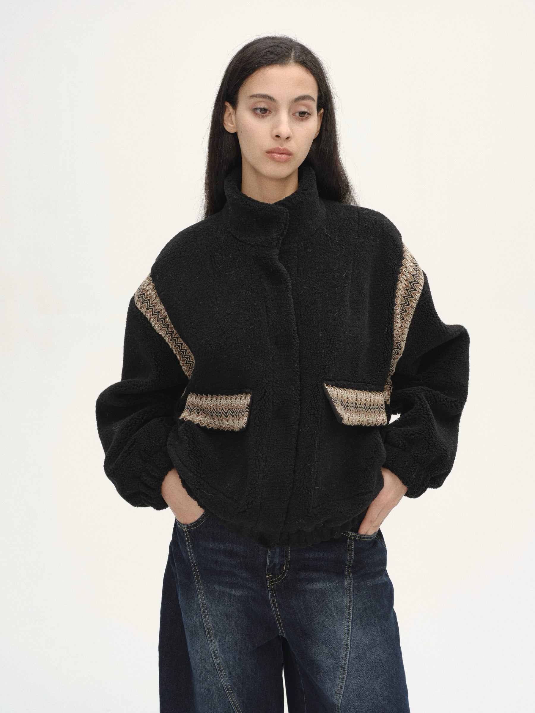 Twilight Woven Teddy Jacket - Black