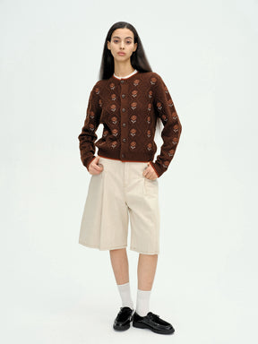 Rose Garden Knit Cardigan Brown