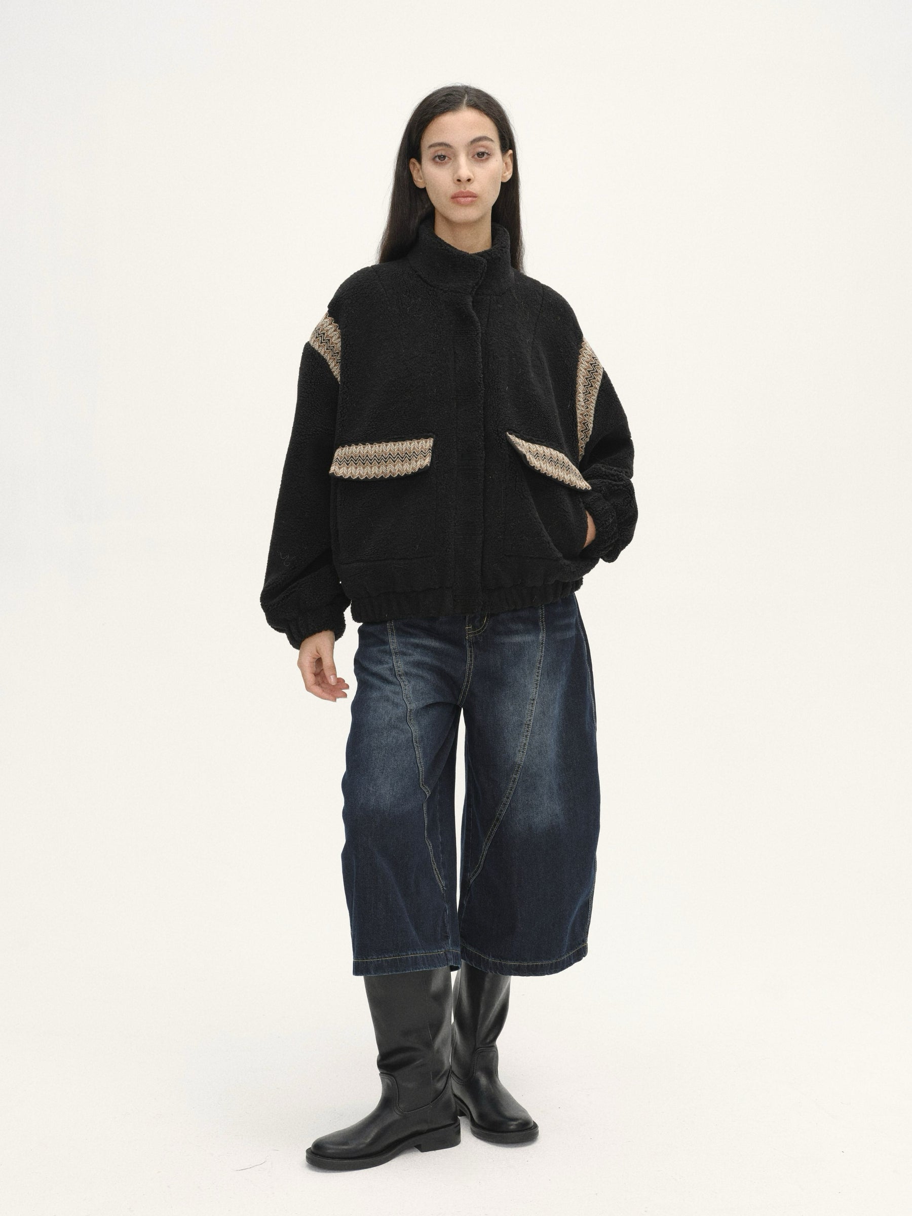 Twilight Woven Teddy Jacket - Black