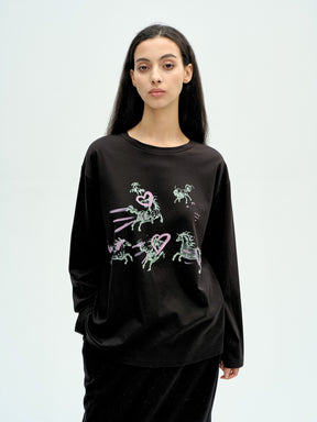 Pegasus Sky Long-Sleeve T-shirt Black