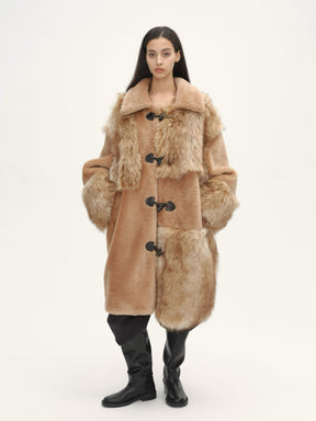 Patchwork Teddy Long Coat