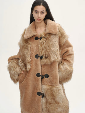 Patchwork Teddy Long Coat