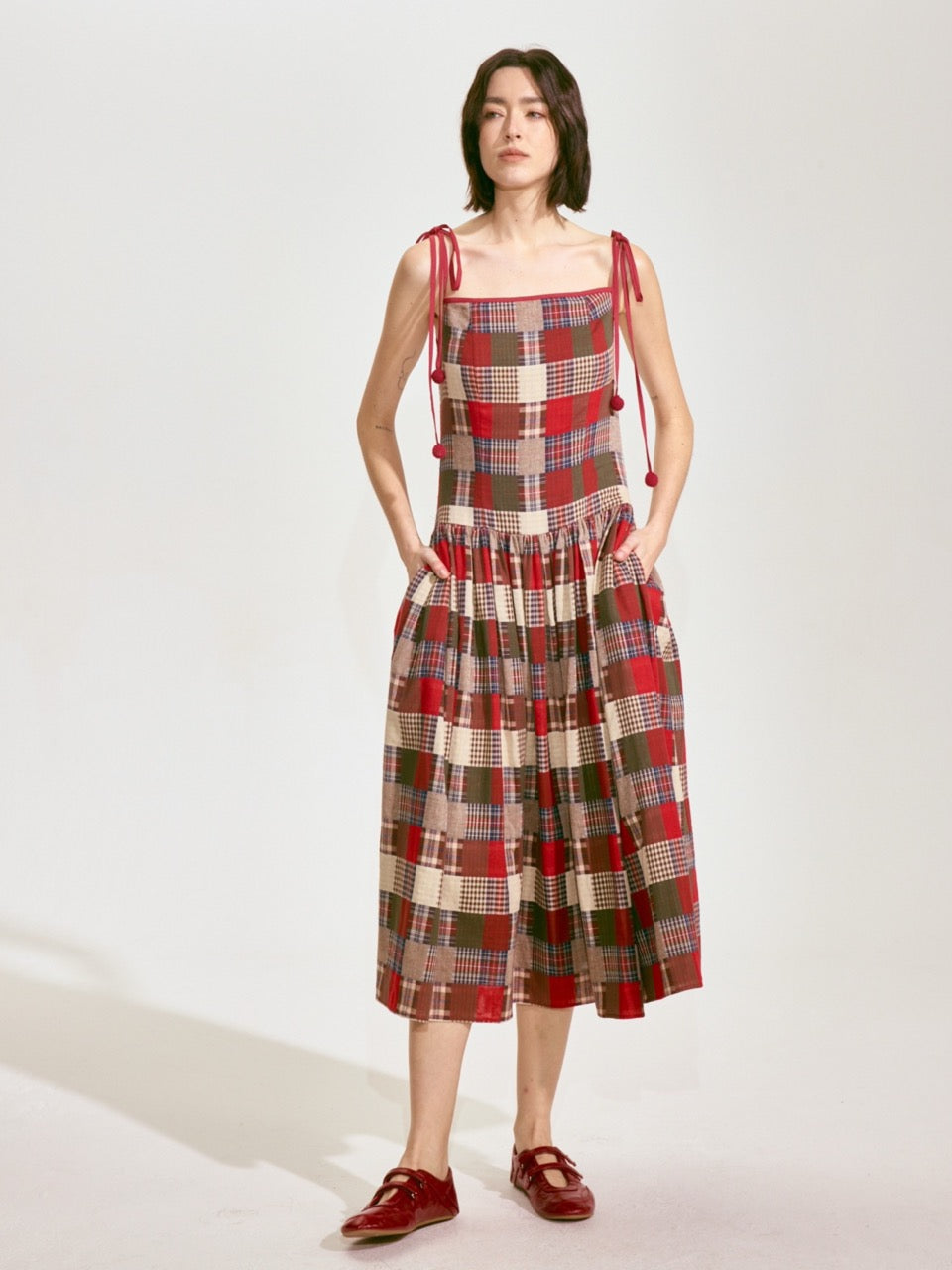 Patchwork Plaid Camisole Dress