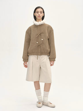 Petal Collar Bow Teddy Jacket