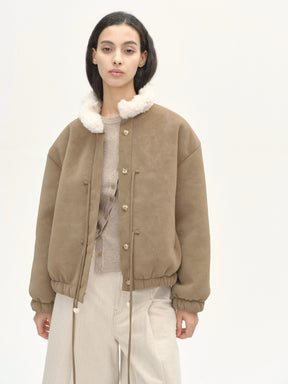 Petal Collar Bow Teddy Jacket