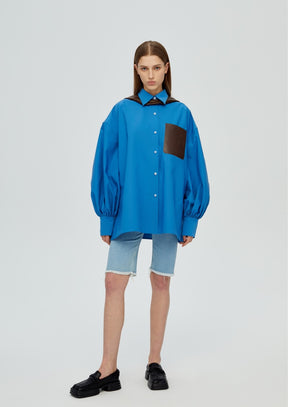 Detachable Hood Shirt - Blue