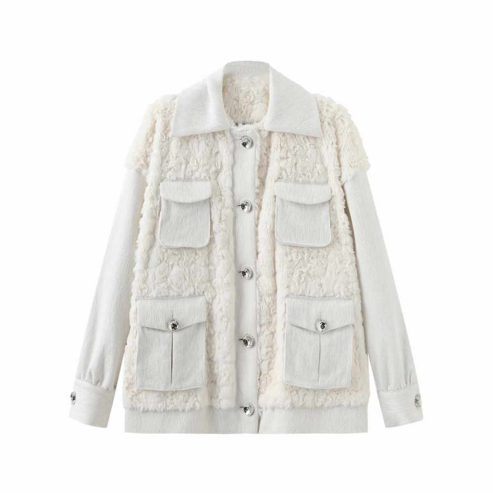 Denim Teddy Jacket Coat - White