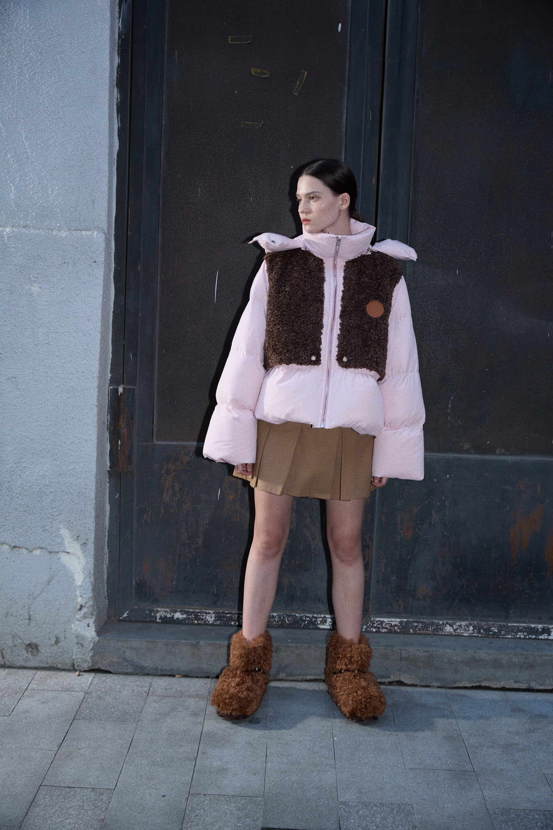 ICON Teddy Shearling Short Down Jacket - Pink